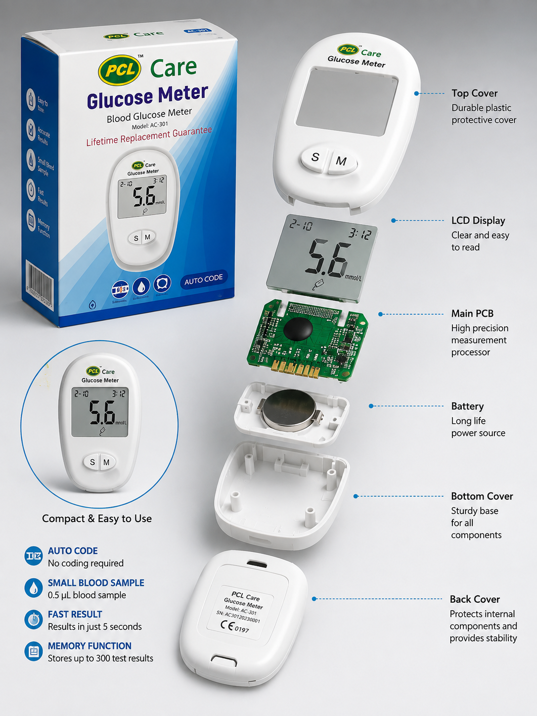 PCL Care Glucose Meter (Model: AC-301)! 🩺✨