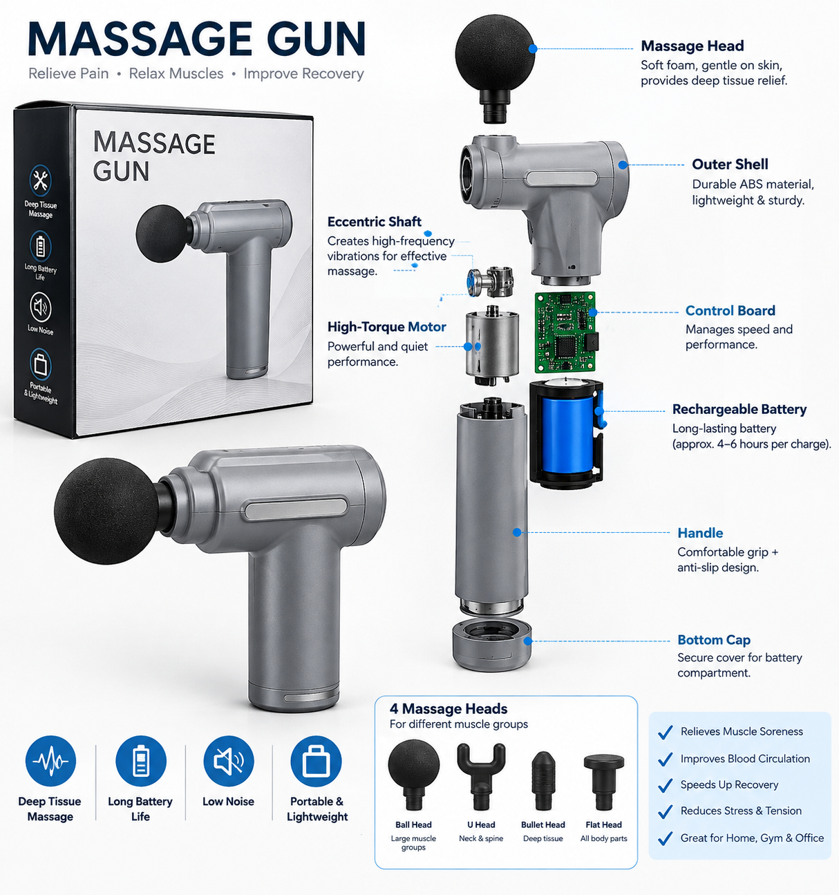 পেশির ক্লান্তি দূর করুন এবং রিফ্রেশ থাকুন — Professional Massage Gun! 